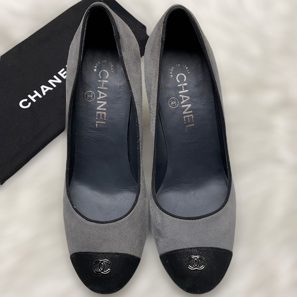 CHANEL Shoes - CHANEL Suede  Cap Toe CC Logo Heels